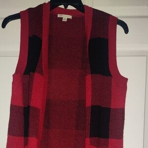 Cato Red and Black Buffalo Plaid Women's Cardigan Vest
